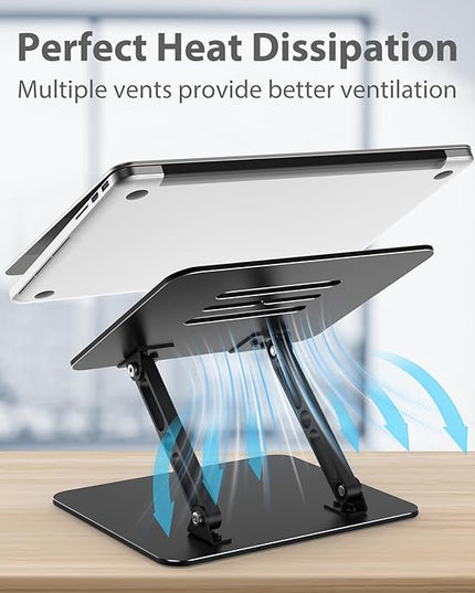 Adjustable Laptop Stand for Desk, Metal Foldable Laptop Riser Holder, Portable Desktop Book Stands, Ventilated Cooling Computer Notebook Stand Compatible with 10-15.6” Laptops
