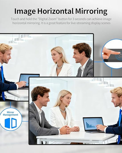 TOALLIN 4K Webcam with WDR, AI Framing & Tracking, Picture-in-Picture, Built-in Dual Mics, 5X Adjustable Digital Zoom, Image Mirroring, 92° FOV Webcam for Conferencing, Streaming, Video Calls