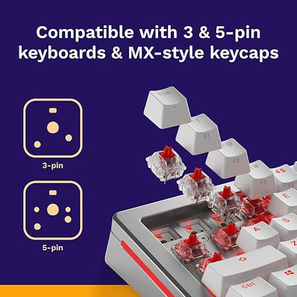 Glorious Fox Linear Mechanical Switches for Mechanical Keyboards: 110 PCS, 3-pin, Transparent for MAX RGB, Pre-Lubed, 45g Force for Gaming and Typing, Compatible with MX Keycaps