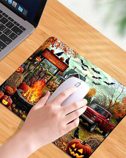 Halloween Pumpkin Lanterns Square Mouse pad, Texture, Waterproof, Anti Slip Rubber Base, Computer Mouse pad, Laptop Mouse pad