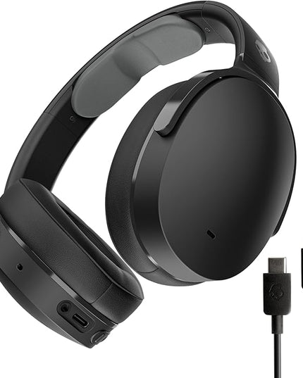 Skullcandy Hesh ANC Wireless Over-Ear Bluetooth Headphones with Extra USB-C Charging Cable, Active Noise Canceling, 22 Hrs Battery, Foldable Lightweight Design, Microphone iPhone Android - True Black