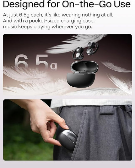 SHOKZ OpenDots ONE-Open-Ear Headphones, Clip-On Earbuds-Wireless Bluetooth Earbuds with Microphone-Secure, Lightweight, Comfort-Premium Dolby Audio-Water Resistant-Fast Charging-Up to 40 hrs Playtime