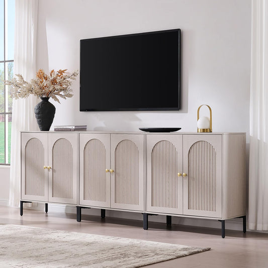 IFGET 92.63"W Modern Arch Sideboard Buffet Cabinet with Storage, Light Grey
