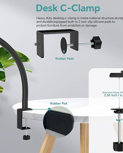 Microphone Stand,50 cm Long Flexible Gooseneck Arm Desktop Clamp Mount,Universal Heavy Duty Mic Clip Holder 3/8" to 5/8" Adapter,Compatible with Shure/Fifine/HyperX /AT2020 /Pyle/Blue Snowball/Razer