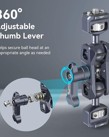 SMALLRIG Camera Magic Arm, Flexible Articulating Arm with 1/4” Screws, Field Monitor Mount with Dual Ballhead, Aluminum