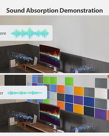 12 Pack Acoustic Panels Self Adhesive Sound Proof Foam, High Density Sound Acoustic Panel, 16X12X0.4 Inch 4:3 Rectangle Panels in Home, Office, Reccording Room, Studio, more(Blue Gray)