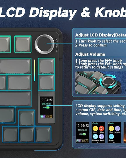 AULA S75 PRO Wireless Mechanical Keyboard with Screen&Knob, Tri-Mode Hot Swappable Gaming Keyboard 75%, Pre-lubed Switches, RGB Backlit, Side Printed PBT Keycaps, Creamy Sounding Computer Keyboards