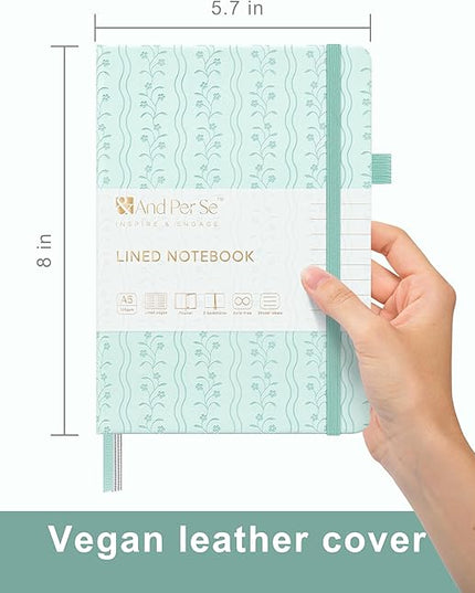 &And Per Se Lined Journal Notebook for Women&Men with Pattern, 160 Pages 100GSM Thick Paper, A5 Hardcover Journals for Writing(1 Pack, Light Blue)