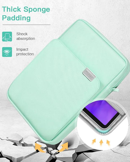 MoKo 9-11 Inch Tablet Sleeve Bag Handle Carrying Case with Shoulder Strap Fits New 11-inch iPad Pro M4/iPad Air M2, iPad 10th 10.9, i-Pad 9/8/7th 10.2, iPad Air 5/4th 10.9, Tab S8/S9 11, Mint Green