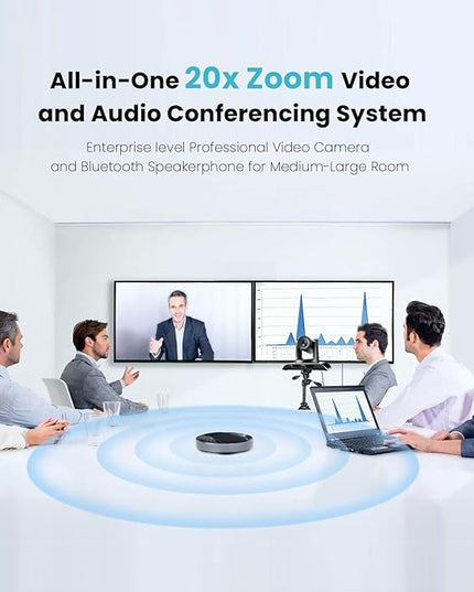 20x Zoom Conference Room Camera System TONGVEO All-in-1 Video and Audio Conferencing System 20X Optical Zoom USB3.0 HDMI PTZ Camera and Conference speaker with microphone Bundle for large Meeting Room