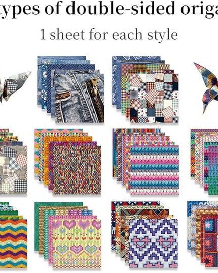 Square Origami Paper 6x6 Double Sided 50 Sheets 50 Colors 70GSM Origami Kit Japanese Chiyo Easy Fold Arts Crafts DIY Handwork Cloth