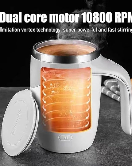 Jieclem Rechargeable Self-Stirring Coffee Mug, 2025 Upgrade, Automatic Magnetic Stirring, Stainless Steel, Portable, with Lid