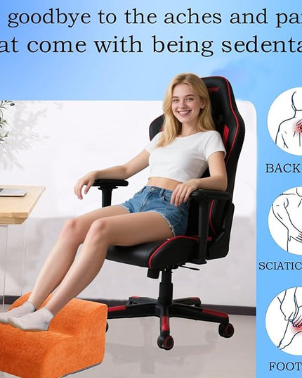 Foot Rest for Under Desk at Work.Multifunctional 3-Tier Foot Stool,with Washable Footrest.for Under Desk,Office Chair Gaming Chair & Sofa,Leg Elevation Pillow,Supports Posture (Orange)