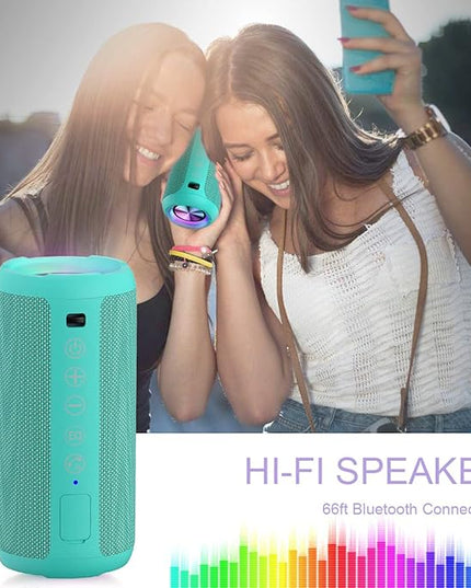Ortizan Portable Bluetooth Speakers, IPX7 Waterproof Wireless Speaker with 24W Loud Stereo Sound, Outdoor Speaker with Bluetooth 5.3, Deep Bass, RGB Lights, Dual Pairing, 30H Playtime for Home, Party
