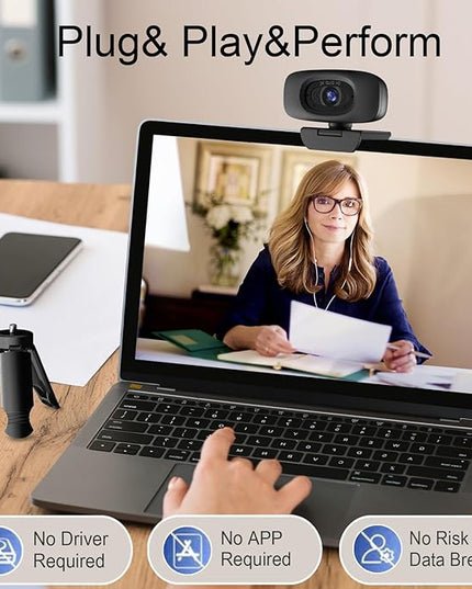 Webcam for PC,Full HD 2K Webcam with Dual Noise Cancelling Microphones, Privacy Cover and Tripod for Web Auto Focus,Camera for Desktop Computer/Zoom/Skype/Team/Laptop