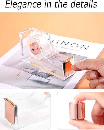 Desk Organizers and Accessories Set with 360-Degree Rotating Pen Holder, Acrylic Stapler, Tape Holder, Staple Remover, Binder/Paper Clips Kit, Scissor and 1 Box of Staples