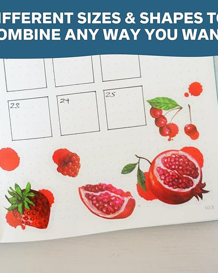 Monthly Calendar Planner Stickers - 12 Transparent Sticker Sheets with Beautiful Fruit Illustrations, Undated Calendar Stickers, Supplies for Planners or Bullet Journals