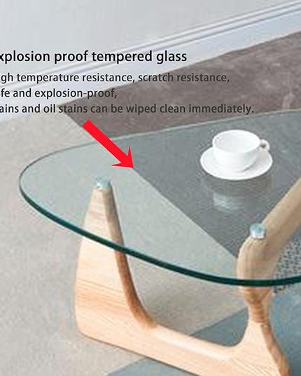 EASYSOUL Modern Glass Coffee Table, 32.68W x 22.44L x 15.75H in, Abstract Round Tea Tables for Living Room Home Office Industrial Cocktail Tables (Log-Clear Glass, 44.88")