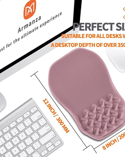 Ergonomic Slope Mouse Pad Wrist Support, Wrist Rest Mousepad for Carpal Tunnel Pain Relief with Massage Bulge and Slow Rebound Memory Foam (12x8 inch, Dark Pink)