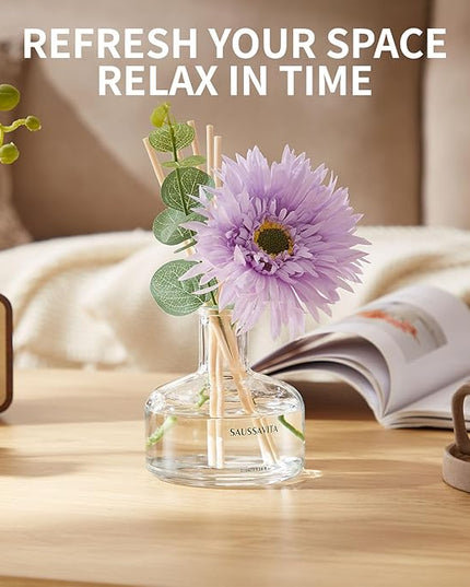 Reed Diffusers Set Lavender Scent with Transparent Bottle, 7.10 oz Diffusers for Home with 7 Diffuser Sticks, Reed Diffuser for 120 Days, Long Lasting Scent for Bedroom, Spa and Sleep Support