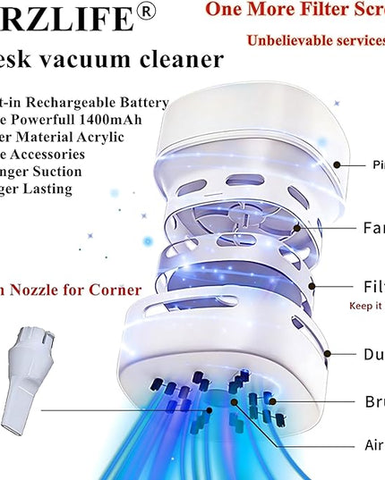 TRZLIFE Desk Vacuum Cleaner, Portable USB Rechargeable Mini Handheld Cleaner Sucks Up Crumbs Debris from Desktop Countertop Drawer, Perfect Office Desk Accessory, Ideal Valentine's Day Gift Pink