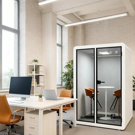 Mobile Office Pod Booth, Quiet Meeting Pod with Acoustic Panels, Sound Proof Room with Desk, Portable Removable Working Booth for Private Phone Calling Study,128cm