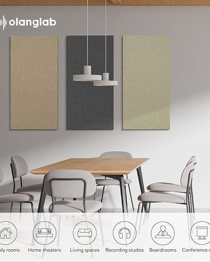 Olanglab Acoustic Panels 2 Pack, 48''x24'' Large Sound Panels, Fabric Wrapped Sound Proof Foam Panels for Walls, Sound Absorbing Panels for Recording Studio Acoustical Treatments (Ivory)