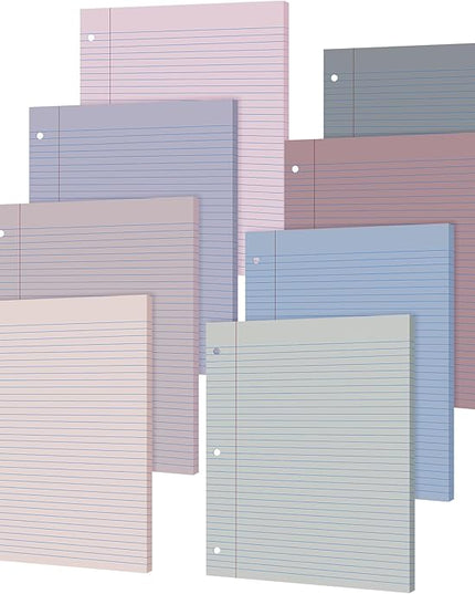 PerKoop 400 Sheets Colored Loose Leaf Paper 8.5" x 11" college ruled Lined 3 Hole Punched notebook Filler Paper for 3 Ring Binders Office School Supplies (Sweet Color)
