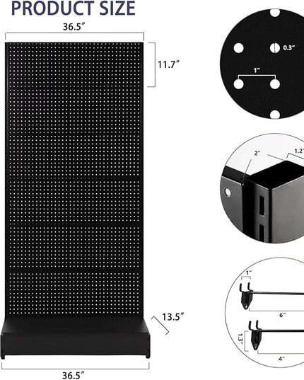 Eastern Tree Pegboard Display Stand, 3x6.5 Feet Gondola Retail Shelving Wall Display for Convenient Grocery Office Supply or Retail Stores, Standing Peg Board Display Rack with 20 Hooks
