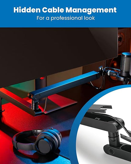 Mount-It! Mic Arm, Microphone Boom Arm, Adjustable Full Motion Mic Desk Mount, for Streaming, Gaming, Podcast, Recording, 3/8" and 5/8" Compatible, Low Profile Design, Height up to 27.8", Black