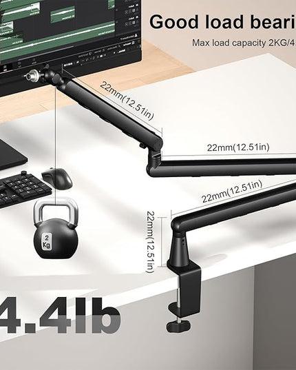 Microphone Arm,Aokeo AK-55i Desk Low Profile Adjustable Mic Boom Arm Stand,Suitable For Blue Yeti,Snowball iCE, HyperX QuadCast,SoloCast,Elgato Wave,Etc