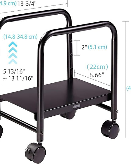 EUREKA ERGONOMIC Computer Tower Stand, Height Adjustable PC Stand for Under Desk, Mobile Rolling CPU Holer with 360° Locking Caster Wheels, Desktop Tower Cart on Floor, Desk Accessories, Steel, Black