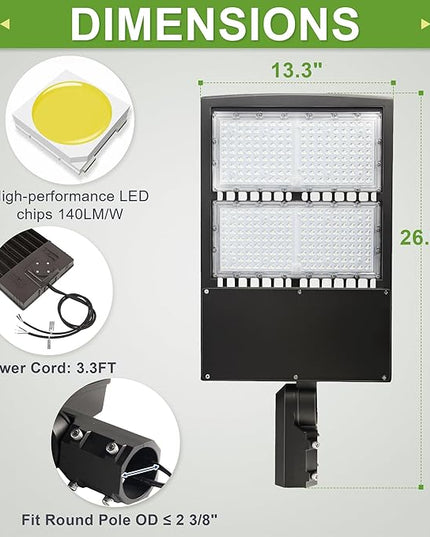 LED Flying Direct 300W LED Parking Lot Lights, 20KV Surge Protection LED Shoebox Lights with Slip Fitter Mount, 5000K 1000W MH/HPS Equiv. 39,000LM - 40,500LM, DLC Premium UL cUL AC 100-277V