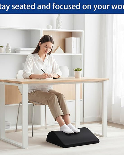 Foot Rest for Under Desk at Work, Ergonomic Under Desk Footrest with Washable Cover for Office, Home & Gaming Leg Elevation Pillow Black