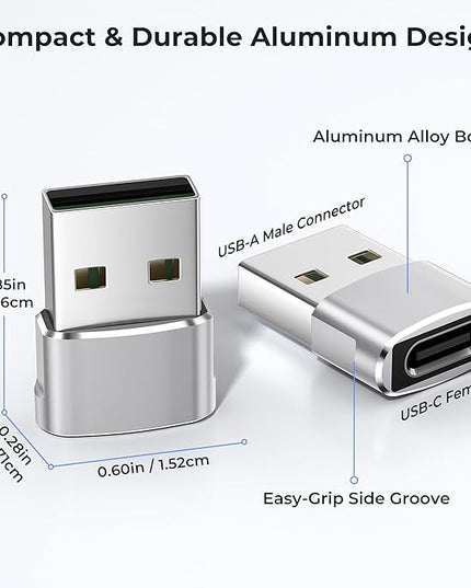 Basesailor USB to USB C Adapter 3 Pack,Type C Female A Male Charger Converter for Apple Watch Ultra iWatch 8 7 SE,iPhone 15 14 13 12 Pro,Airpods 2,iPad 8th 9th 10th Air 4th 5th Mini 6th Generation,OTG