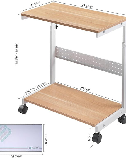 EUREKA ERGONOMIC PC Stand Computer Cart, Height Adjustable Tower Stand 2-Tier for ATX Case Printer, Rolling Cart on Wheels for Home Office Gaming