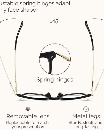 Gaoye Blue Light Blocking Glasses - Trending Round TR90 Frames, Metal Arms, UV400 Protection - Matching Soft Case