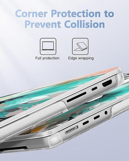 May Chen Case for MacBook Pro 14 inch, Models A2442 A2779 A2918 A2992 A3401 A3185 A3112 A3434, M1 M2 M3 M4 M5 Chip (2021-2025 Release), Plastic Hard Shell Case with Keyboard Cover, Floral Water