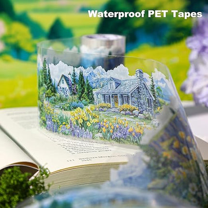 MiyouLuna 6 Rolls Scenic Landscape PET Tape, Seamless Countryside and Mountain Views Decorative Scrapbook Supplies for Journaling Planners and Creative Crafting