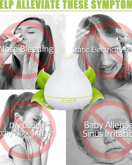 BZseed Aromatherapy Essential Oil Diffuser 550ml 12 Hours White Wood Grain Aroma Diffuser with Timer for Large Room, Home, Baby Bedroom, Waterless Auto Shut-Off, 7 Colors Lights Changing