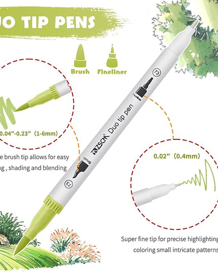 ZSCM 72 Colors Markers for Adult Coloring Books No Bleeding - Dual-Tip Art Markers, Fine & Brush Tip Coloring Pen for Adult Calligraphy, Drawing, Sketch Art & Creative Journaling