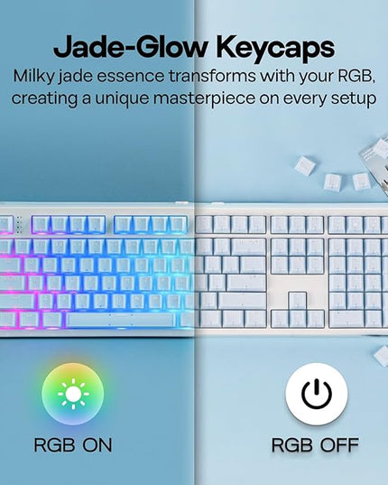 EPOMAKER Creamy Jade PBT Keycaps, 142 Keys, Double Shot, Cherry Profile, 60%/75%/96%/Full Size, Custom Keyboard Keycaps Set for Mechanical Gaming Keyboard (Blue)