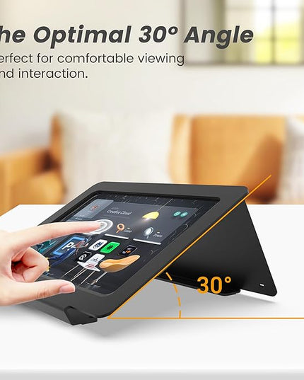 Tablet Desk Stand, All Metal 30° Ergonomic with Security Cable Lock for Office, POS Counter, Reception - Compatible with iPad 10th (10.9"), Pro 11", Air 4/5 (10.9"), Air 11"，iPad 11"(A16)