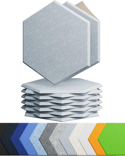 12 Pack Acoustic Panels Self Adhesive Sound Proof Foam, High Density Sound Acoustic Foam Panel, 12X10.23X0.4 Inch Hexagon Wall Panels in Home,Office,Reccording Room,Studio(Blue Gray)