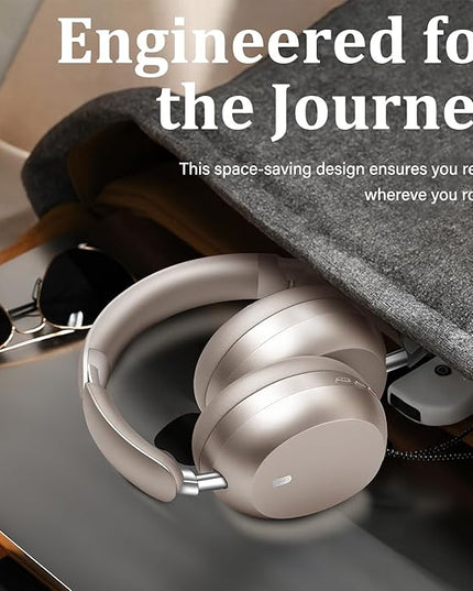 Wentronic Y04 Bluetooth Headphones Active Noise Cancelling Wireless Over Ear Headphones 48 Hours Playtime High Sound Quality Foldable Headphones with Soft Ear Cushion for Travel - Starlight