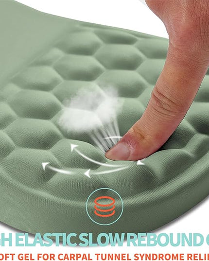 Ergonomic Mouse Pad Wrist Support with Memory Foam Massage Bulge, Carpal Tunnel Pain Relief Mousepad Wrist Rest for Mouse(12x8 inch, Light Green)