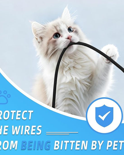 Automotive Wire Loom Tubing, Split Braided Cord Protectors from Pets No Chew, Flexible Cable Sleeve Cable Management for TV/Computer/Electric Wires (Black, 3/4"-25ft)