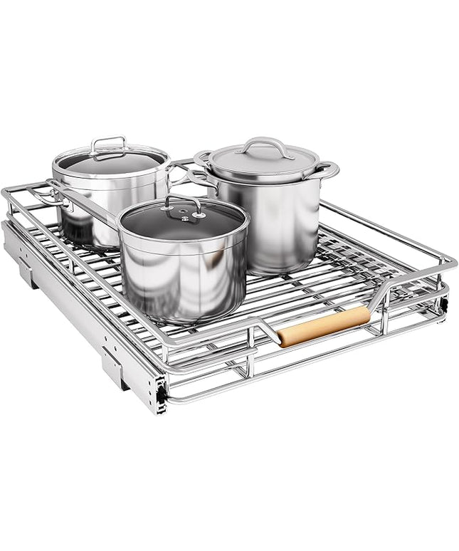 Pull out Cabinet Organizer, 15"W X 21"D, Heavy Duty Smooth Sliding Under Cabinet Shelves for Pots and Pans, Full-Extension Roll out Drawers, Slide out Organization for Home Kitchen Pantry