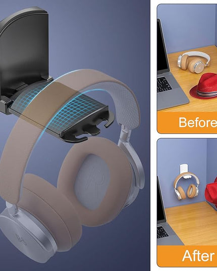 SIROLISA 2-Pack Headphone Stand, Sticky Adhesive Headset Hanger for Universal Gaming Headset Airpods Max Sony Bose Beats(White)
