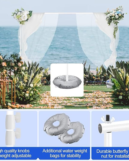 EMART Backdrop Stand, 6.5x10 ft Adjustable Photo Background Pipe and Drape Photography Kit with Heavy Duty Metal Flat Base for Parties, Wedding, Video Studio, Birthday - White